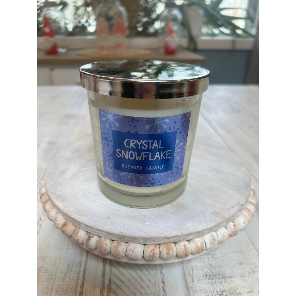 Crystal Snowflake Scented Candle 8 Oz Jar Glass Lid Tru‎ Fragrance
